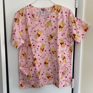 Disney Pooh Bear Valentine’s Day Scrub Top